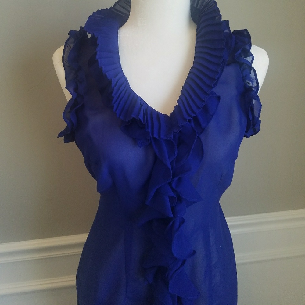 Royal blue sheer dressy tank/blouse